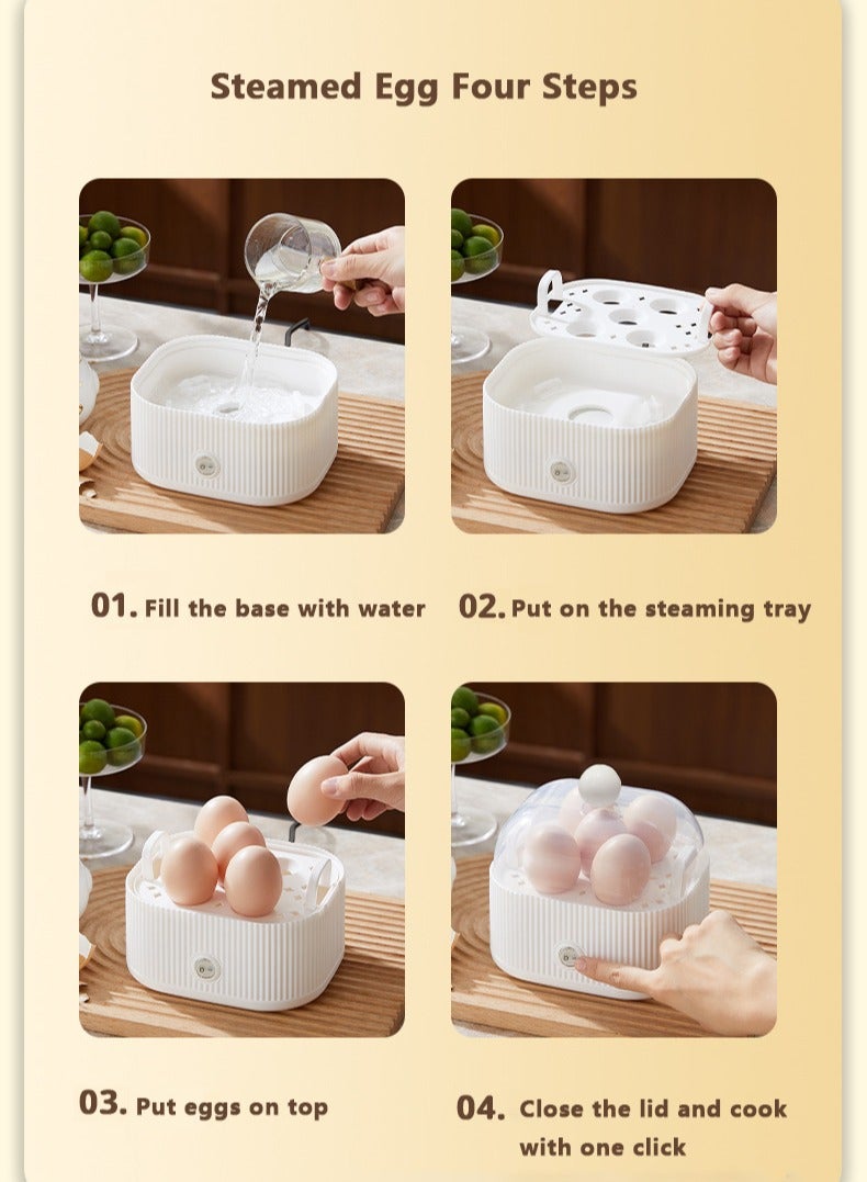 TDAO Egg Steamer, Egg Boiler, 200W Electric Egg Beater, Egg Cooker, 5 Egg Capacity Automatic Shutdown Egg Steamer, White/Clear - Image 2